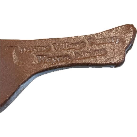 Wayne Village Pottery Bluebird Hanging Ornament  Blue Brown Maine Clay 5"x3" - Picture 2 of 6